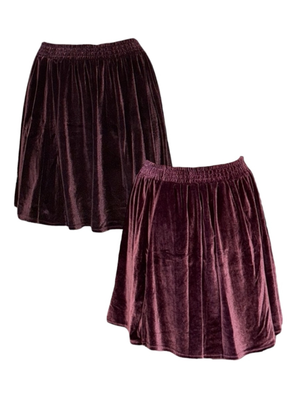 Ecote Velvet Skater Skirt in Plum